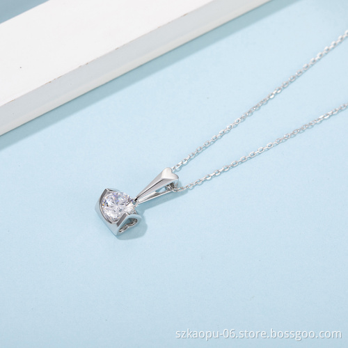 Luxury  925 Sterling Silver Moissanite Diamond Pendant Women Heart Shape Hollow Setting Large Diamond Wedding Party Necklace